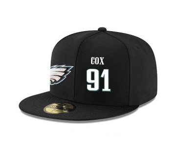 Philadelphia Eagles #91 Fletcher Cox Snapback Cap NFL Player Black with White Number Stitched Hat