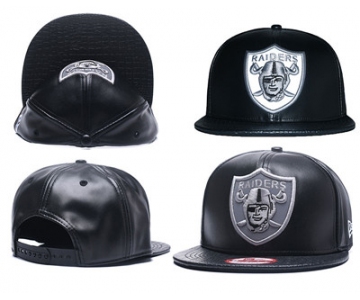 NFL Oakland Raiders Team Logo Black Reflective Adjustable Hat