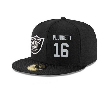 Oakland Raiders #16 Jim Plunkett Snapback Cap NFL Player Black with Silver Number Stitched Hat