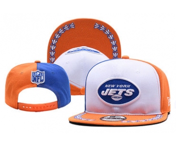 Jets Team Logo White Orange 2019 Draft Adjustable Hat YD