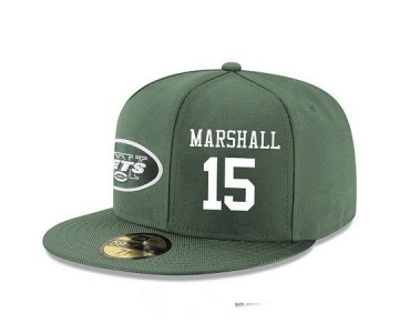 New York Jets #15 Brandon Marshall Snapback Cap NFL Player Green with White Number Stitched Hat