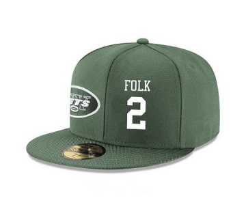 New York Jets #2 Nick Folk Snapback Cap NFL Player Green with White Number Stitched Hat