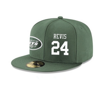 New York Jets #24 Darrelle Revis Snapback Cap NFL Player Green with White Number Stitched Hat