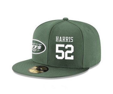 New York Jets #52 David Harris Snapback Cap NFL Player Green with White Number Stitched Hat