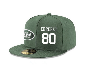 New York Jets #80 Wayne Chrebet Snapback Cap NFL Player Green with White Number Stitched Hat