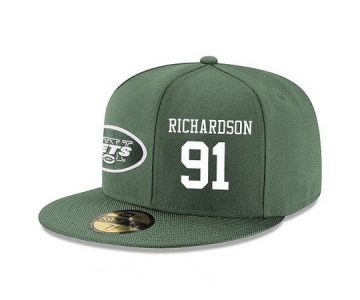 New York Jets #91 Sheldon Richardson Snapback Cap NFL Player Green with White Number Stitched Hat