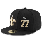 New Orleans Saints #77 Willie Roaf Snapback Cap NFL Player Black with Gold Number Stitched Hat