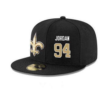 New Orleans Saints #94 Cameron Jordan Snapback Cap NFL Player Black with Gold Number Stitched Hat