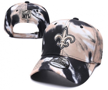 Saints Team Logo Cream Black Peaked Adjustable Fashion Hat YD