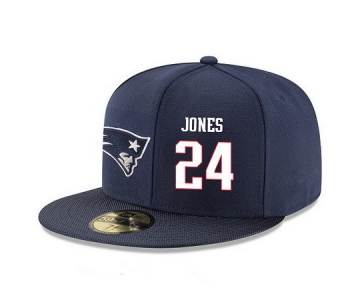 New England Patriots #24 Cyrus Jones Snapback Cap NFL Player Navy Blue with White Number Stitched Hat