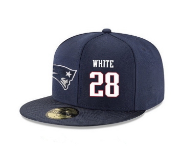 New England Patriots #28 James White Snapback Cap NFL Player Navy Blue with White Number Stitched Hat