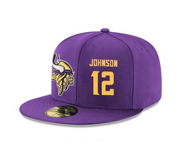 Minnesota Vikings #12 Charles Johnson Snapback Cap NFL Player Purple with Gold Number Stitched Hat