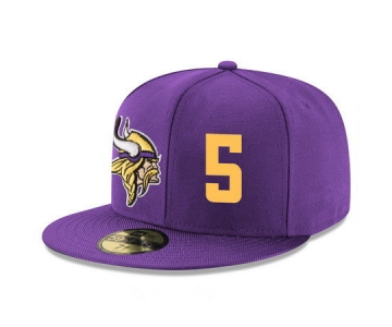 Minnesota Vikings #5 Teddy Bridgewater Snapback Cap NFL Player Purple with Gold Number Stitched Hat