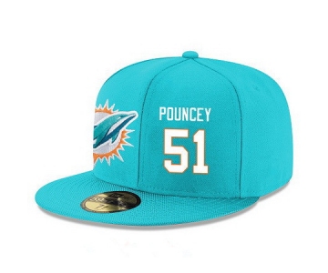 Miami Dolphins #51 Mike Pouncey Snapback Cap NFL Player Aqua Green with White Number Stitched Hat