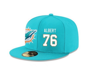 Miami Dolphins #76 Branden Albert Snapback Cap NFL Player Aqua Green with White Number Stitched Hat