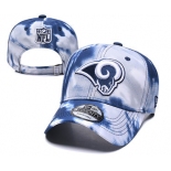 Rams Team Logo Navy White Peaked Adjustable Fashion Hat YD