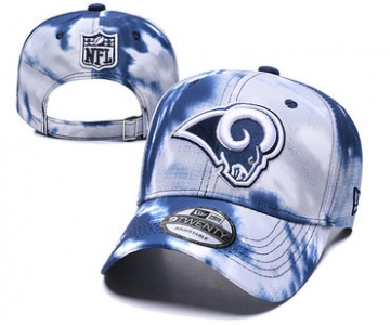 Rams Team Logo Navy White Peaked Adjustable Fashion Hat YD