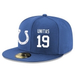 Indianapolis Colts #19 Johnny Unitas Snapback Cap NFL Player Royal Blue with White Number Stitched Hat