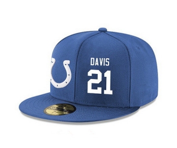 Indianapolis Colts #21 Vontae Davis Snapback Cap NFL Player Royal Blue with White Number Stitched Hat