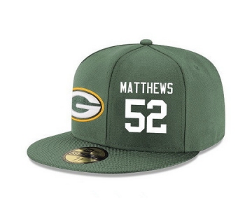 Green Bay Packers #52 Clay Matthews Snapback Cap NFL Player Green with White Number Stitched Hat
