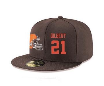 Cleveland Browns #21 Justin Gilbert Snapback Cap NFL Player Brown with Orange Number Stitched Hat