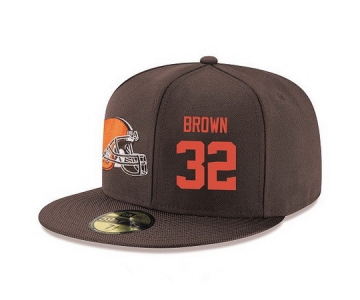 Cleveland Browns #32 Jim Brown Snapback Cap NFL Player Brown with Orange Number Stitched Hat