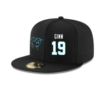 Carolina Panthers #19 Ted Ginn Jr Snapback Cap NFL Player Black with White Number Stitched Hat