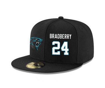 Carolina Panthers #24 James Bradberry Snapback Cap NFL Player Black with White Number Stitched Hat