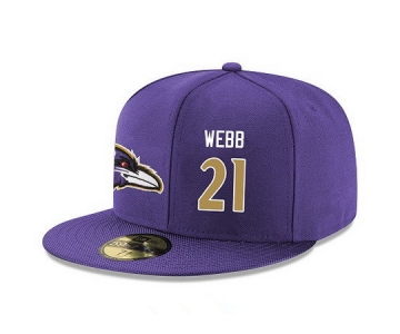 Baltimore Ravens #21 Lardarius Webb Snapback Cap NFL Player Purple with Gold Number Stitched Hat