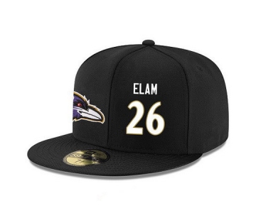 Baltimore Ravens #26 Matt Elam Snapback Cap NFL Player Black with White Number Stitched Hat