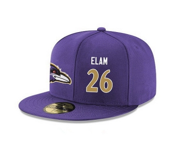 Baltimore Ravens #26 Matt Elam Snapback Cap NFL Player Purple with Gold Number Stitched Hat