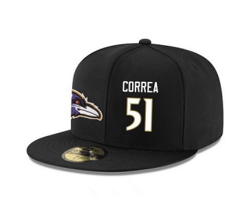 Baltimore Ravens #51 Kamalei Correa Snapback Cap NFL Player Black with White Number Stitched Hat