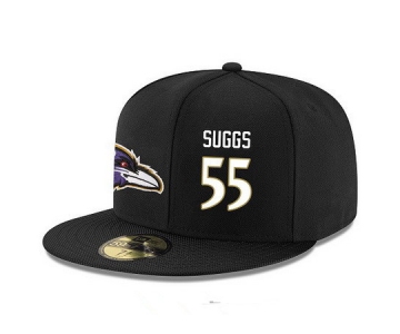 Baltimore Ravens #55 Terrell Suggs Snapback Cap NFL Player Black with White Number Stitched Hat