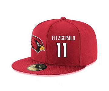 Arizona Cardinals #11 Larry Fitzgerald Snapback Cap NFL Player Red with White Number Stitched Hat