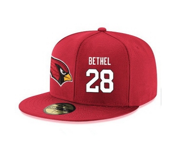 Arizona Cardinals #28 Justin Bethel Snapback Cap NFL Player Red with White Number Stitched Hat