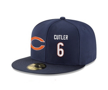 Chicago Bears #6 Jay Cutler Snapback Cap NFL Player Navy Blue with White Number Stitched Hat