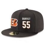 Cincinnati Bengals #55 Vontaze Burfict Snapback Cap NFL Player Black with White Number Stitched Hat