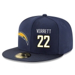 San Diego Chargers #22 Jason Verrett Snapback Cap NFL Player Navy Blue with White Number Stitched Hat