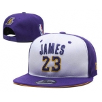 Men's Los Angeles Lakers #23 LeBron James Purple With White Snapback Ajustable Cap Hat