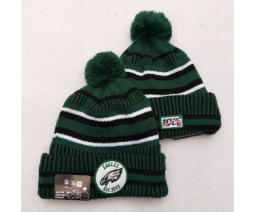 Eagles Team Logo Green 100th Season Pom Knit Hat YD