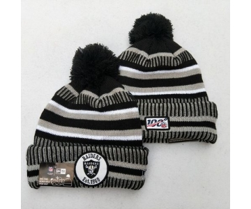 Raiders Team Logo Gray 100th Season Pom Knit Hat YD