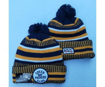 Packers Team Logo Yellow 100th Season Pom Knit Hat YD