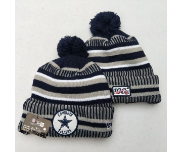 Cowboys Team Logo Gray 100th Season Pom Knit Hat YD