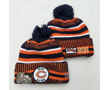 Bears Team Logo Orange 100th Season Pom Knit Hat YD