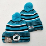 Panthers Team Logo Blue 100th Season Pom Knit Hat YD