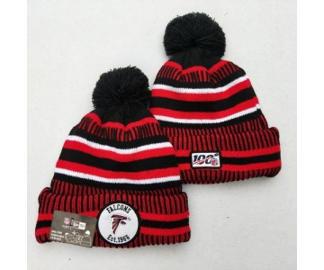 Falcons Team Logo Red 100th Season Pom Knit Hat YD