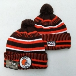 Browns Team Logo Orange Brown 100th Season Pom Knit Hat YD