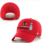 NHL Chicago Blackhawks 47 Brand Red 2015 Stanley Cup Champions Clean-Up Adjustable Hat