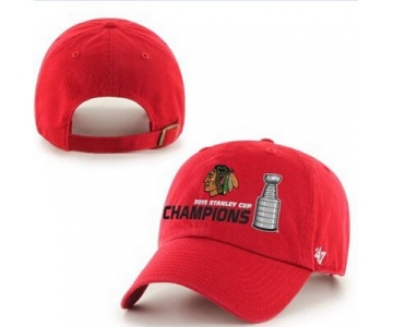 NHL Chicago Blackhawks 47 Brand Red 2015 Stanley Cup Champions Clean-Up Adjustable Hat