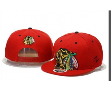 NHL Chicago Blackhawks Big Logo All Red Adjustable Hat A89